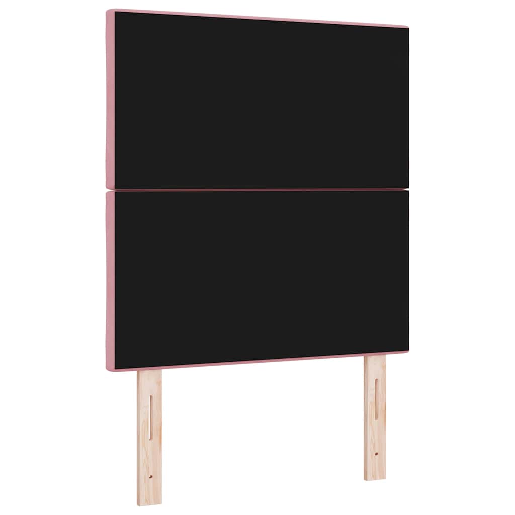 LED Headboard with LED Strip Lights Geometric Pink 80 cm Velvet